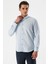 Koyu Mavi Uzun Kollu Desenli Armürlü Düğmeli Yaka Cepsiz %100 Pamuk Slim Fit Gömlek 1004240175 3