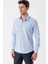 Koyu Mavi Uzun Kollu Baskılı Bez Ayağı Sert Yaka Cepsiz Garnili Klasik Slim Fit Gömlek 1004235106 2