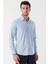 Koyu Mavi Uzun Kollu Baskılı Bez Ayağı Sert Yaka Cepsiz Garnili Klasik Slim Fit Gömlek 1004235106 3
