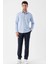 Koyu Mavi Uzun Kollu Baskılı Bez Ayağı Sert Yaka Cepsiz Garnili Klasik Slim Fit Gömlek 1004235106 4