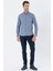 Koyu Lacivert Uzun Kollu Baskılı Bez Ayağı Cepsiz Pamuklu Likralı Klasik Slim Fit Gömlek 1004235208 4