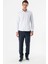 Beyaz Uzun Kollu Baskılı Bez Ayağı Sert Yaka Cepsiz Pamuklu Slim Fit Dar Kesim Gömlek 1004235169 2