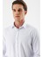 Beyaz Uzun Kollu Baskılı Bez Ayağı Sert Yaka Cepsiz Pamuklu Slim Fit Dar Kesim Gömlek 1004235169 4