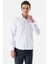 Beyaz Uzun Kollu Baskılı Bez Ayağı Sert Yaka Cepsiz Pamuklu Slim Fit Dar Kesim Gömlek 1004235169 5