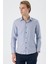 Koyu Lacivert Uzun Kollu Desenli Armürlü Sert Yaka Cepsiz Pamuklu Slim Fit Dar Kesim Gömlek 1004235168 1