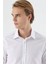 Beyaz Uzun Kollu Filafil Sert Yaka Cepsiz Pamuklu Basic Slim Fit Dar Kesim Gömlek 1004240008 5