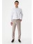 Bej Desenli Likralı Yan Cepli Comfort Fit Rahat Kesim Klasik Pantolon 1003240154 4