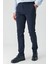 Lacivert Armürlü Pamuklu Yan Cepli Slim Fit Dar Kesim Casual Pantolon 1003240156 2