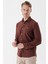 Kiremit Uzun Kollu Çizgili Örme Cepsiz Casual Slim Fit Dar Kesim Gömlek 1004235114 1