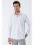 Beyaz Uzun Kollu Desenli Armürlü Sert Yaka Cepsiz Pamuklu Klasik Slim Fit Gömlek 1004230203 1