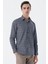 Koyu Lacivert Uzun Kollu Baskılı Cepsiz Pamuklu Likralı Klasik Slim Fit Gömlek 1004235127 3