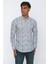 Açık Yeşil Uzun Kol Baskılı Pamuklu Likralı Slim Fit Dar Kesim Klasik Gömlek 1004225158 1