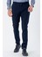 Lacivert Armürlü %100 Pamuk Yan Cepli Slim Fit Dar Kesim Casual Pantolon 1003235117 1