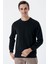 Siyah Uzun Kollu Örme Bisiklet Yaka Likralı Casual Comfort Fit Sweatshirt 1013235104 1
