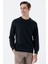 Siyah Uzun Kollu Örme Bisiklet Yaka Likralı Casual Comfort Fit Sweatshirt 1013235104 3