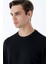 Siyah Uzun Kollu Örme Bisiklet Yaka Likralı Casual Comfort Fit Sweatshirt 1013235104 4
