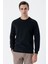 Siyah Uzun Kollu Örme Bisiklet Yaka Likralı Casual Comfort Fit Sweatshirt 1013235104 5