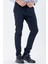 Koyu Lacivert Desenli Armürlü Pamuklu Yan Cepli Slim Fit Dar Kesim Casual Pantolon 1003235120 3