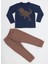 Kahve Yazılı Dino Jogger Pantolon + Tshirt Takım 3