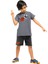 Wild Dino Gri Denim Şort + T-Shirt Takım 1