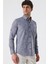 Koyu Lacivert Kısalabilir Kollu Desenli Jakarlıcepsiz %100 Pamuk Casual Slim Fit Gömlek 1004230181 2