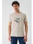Bej Baskılı Bez Ayağı Bisiklet Yaka %100 Pamuk Casual Slim Fit Dar Kesim T-Shirt 1011240168 1