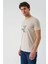 Bej Baskılı Bez Ayağı Bisiklet Yaka %100 Pamuk Casual Slim Fit Dar Kesim T-Shirt 1011240168 2