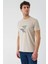 Bej Baskılı Bez Ayağı Bisiklet Yaka %100 Pamuk Casual Slim Fit Dar Kesim T-Shirt 1011240168 3