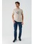 Bej Baskılı Bez Ayağı Bisiklet Yaka %100 Pamuk Casual Slim Fit Dar Kesim T-Shirt 1011240168 5