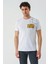 Beyaz Baskılı Bez Ayağı Bisiklet Yaka Cepli %100 Pamuk Slim Fit Dar Kesim T-Shirt 1011240180 1
