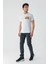 Beyaz Baskılı Bez Ayağı Bisiklet Yaka Cepli %100 Pamuk Slim Fit Dar Kesim T-Shirt 1011240180 2