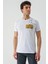 Beyaz Baskılı Bez Ayağı Bisiklet Yaka Cepli %100 Pamuk Slim Fit Dar Kesim T-Shirt 1011240180 3