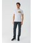 Beyaz Baskılı Bez Ayağı Bisiklet Yaka Cepli %100 Pamuk Slim Fit Dar Kesim T-Shirt 1011240180 4