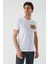 Beyaz Baskılı Bez Ayağı Bisiklet Yaka Cepli %100 Pamuk Slim Fit Dar Kesim T-Shirt 1011240180 5
