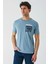 Koyu Mavi Baskılı Bez Ayağı Bisiklet Yaka %100 Pamuk Casual Slim Fit Dar Kesim T-Shirt 1011240169 1