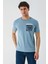 Koyu Mavi Baskılı Bez Ayağı Bisiklet Yaka %100 Pamuk Casual Slim Fit Dar Kesim T-Shirt 1011240169 2