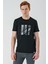 Siyah Baskılı Bez Ayağı Bisiklet Yaka %100 Pamuk Casual Slim Fit Dar Kesim T-Shirt 1011240165 1
