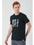 Siyah Baskılı Bez Ayağı Bisiklet Yaka %100 Pamuk Casual Slim Fit Dar Kesim T-Shirt 1011240165 3