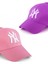 EKE TEKSTİL Unisex 2'li Set Pembe ve Mor Renk Ny New York Beyzbol Şapka 1
