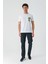 Beyaz Baskılı Bez Ayağı Bisiklet Yaka %100 Pamuk Casual Slim Fit Dar Kesim T-Shirt 1011240166 4