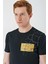 Siyah Baskılı Bez Ayağı Bisiklet Yaka Cepli %100 Pamuk Slim Fit Dar Kesim T-Shirt 1011240180 5