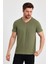 Metalıc Erkek Haki Pamuklu Kısa Kollu V Yaka T-Shirt 2