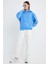 Mavi Hoodie, Oversize Hoodie, Kadın Hoodie, Kanguru Cepli Kapüşonlu 3