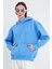 Mavi Hoodie, Oversize Hoodie, Kadın Hoodie, Kanguru Cepli Kapüşonlu 5
