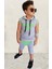 Erkek Çocuk Fashıon Boy Yazı Baskılı Kapişonlu Kolsuz Sweatshirt Gri Şortlu Takım 1