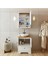 Ayaklı 2 Kapaklı Lavabolu Mat Beyaz Mdf 60 cm Çekmeceli Banyo Dolabı Aynalı Üst Dolabı 2
