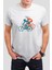 Bisiklet Baskılı Beyaz Unisex T-Shirt 1