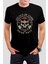 Motorcu Kuru Kafa Baskılı Siyah Unisex T-Shirt 1