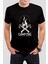 Camping Baskılı Siyah Unisex T-Shirt 1