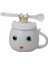 Kedi Tasarımlı Seramik Kapaklı Kaşıklı Sıcak Tutan Kupa Bardak Fincan Mug Motivasyon Termos 400 Ml. 3